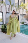 Ka 1239 Mal Chanderi With Beads Embroidery Work Gown With Bottom Dupatta